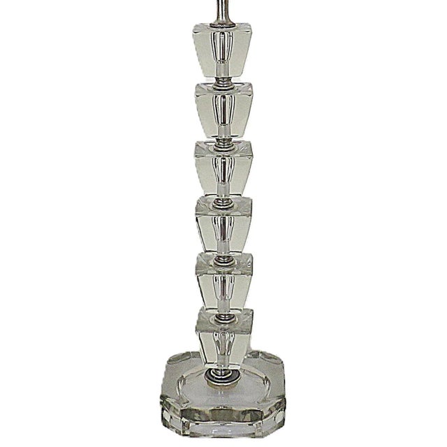 Hollywood Regency Stacked Table Lamp Crystal Glass Hollywood Regency For Sale - Image 3 of 5