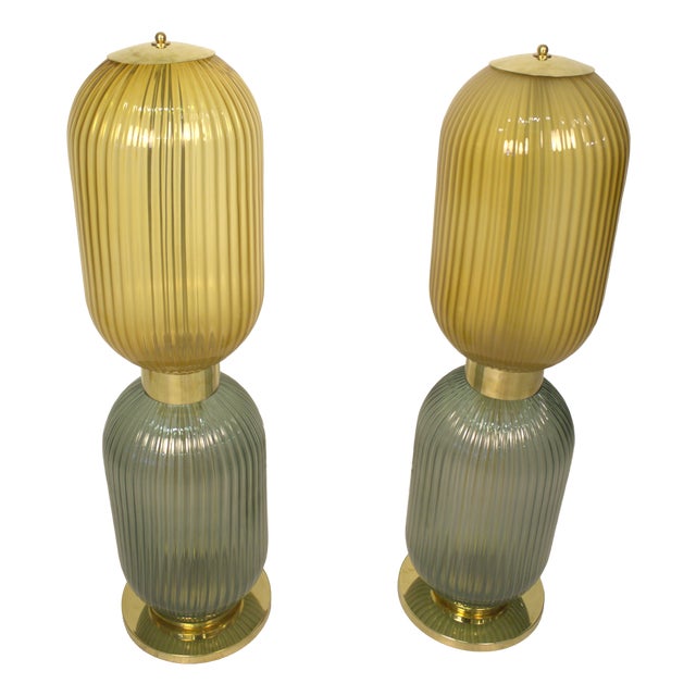 Murano Glass Floor Lamps by d.m., Set of 2 For Sale
