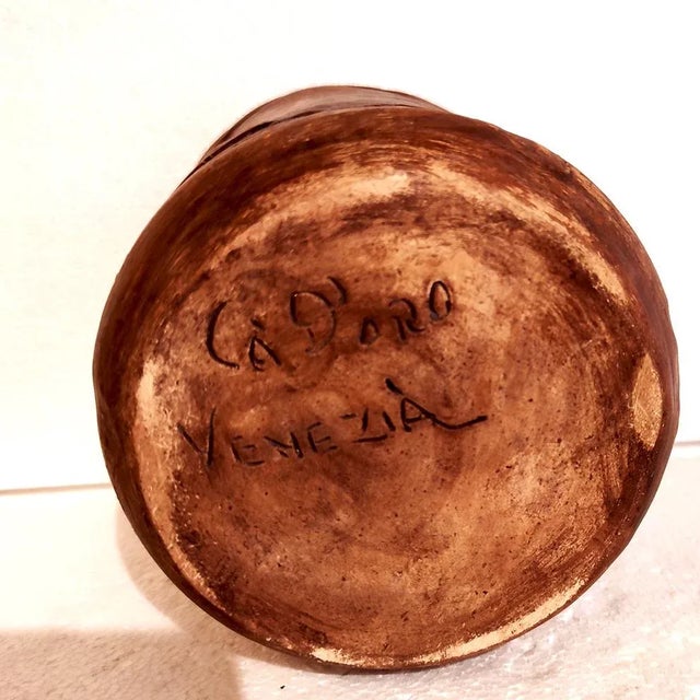 Ceramic Terracotta Vase by Luisa Ronchini for Cà d'Oro Venezia, 1960s For Sale - Image 7 of 8