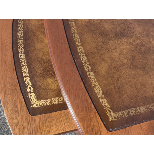 Brown Late 20th Century Leather Top Nesting Tables, Set of 2 For Sale - Image 8 of 10