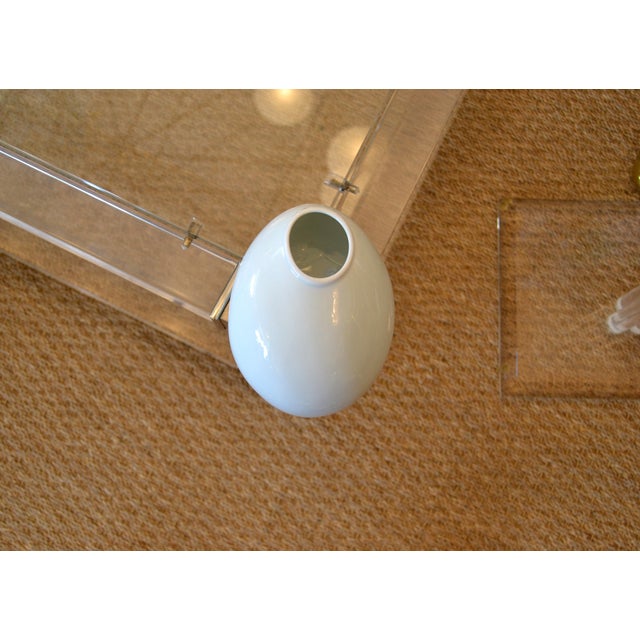 Organic Asian Modern White Ceramic Water Bag Vase Made by Spin Ceramics