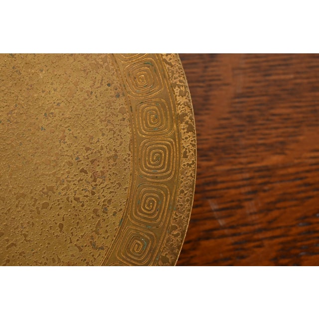 Early 20th Century Tiffany Studios New York Greek Key Bronze Doré Footed Charger Plate or Tazza For Sale - Image 5 of 9