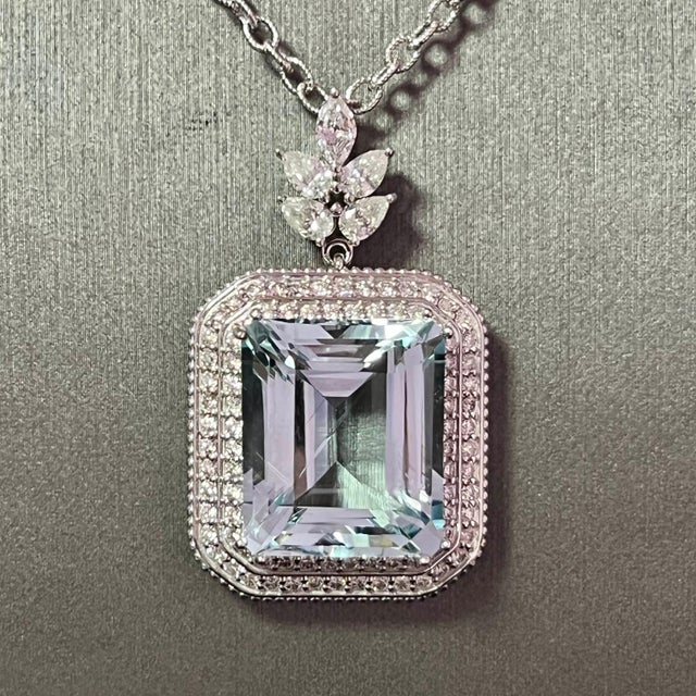 Natural Aquamarine Diamond Gold Necklace 18" 27 TCW GIA Certified $16,475 121172 Nothing says, “I Love you” more than...