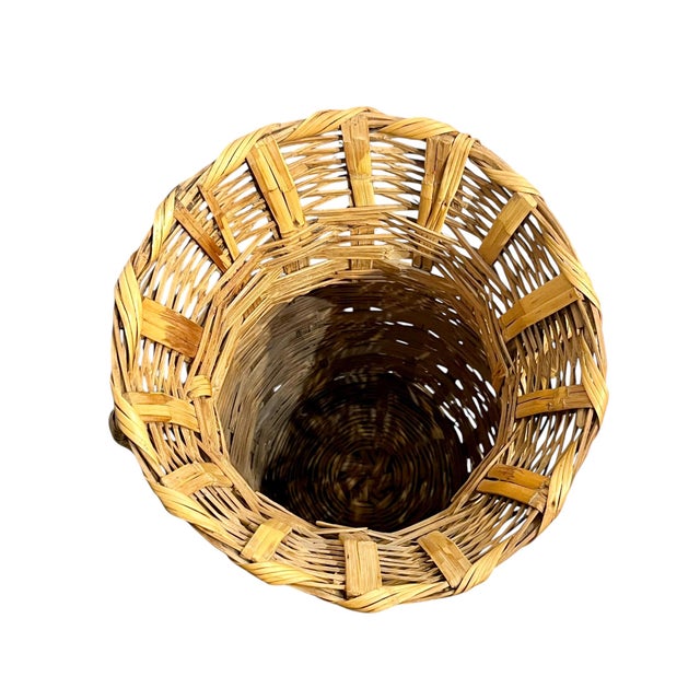 Antique French Provincial Wicker Basket Umbrella Stand For Sale - Image 11 of 17