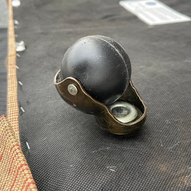 Tan 2000s Ethan Allen Traditional Rolling Ottoman in Light Brown and Tan For Sale - Image 8 of 9