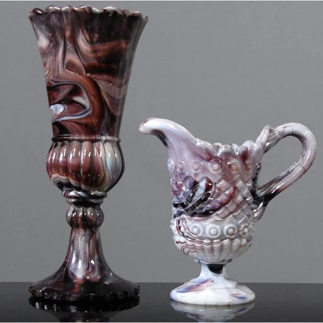 Antique Malachite Glass Set from Davidson, Set of 2, in Very Good conditions. Designed before 1890