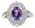 .925 Sterling Silver 9x7mm Oval Purple Amethyst and Diamond Accent Art Deco Style Cocktail Ring (I-J Color, I1-I2 Clarity) - Size 7 For Sale