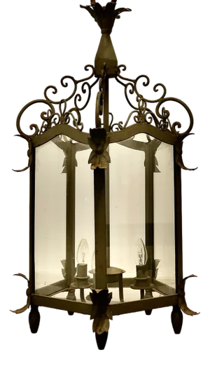 Large French Wrought Iron Hall Lantern