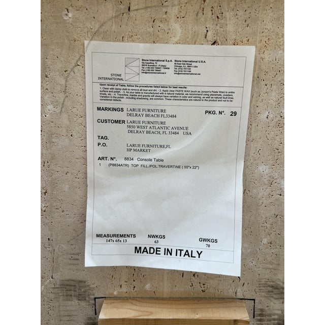 Beige 1980s Travertine Console Table For Sale - Image 8 of 10