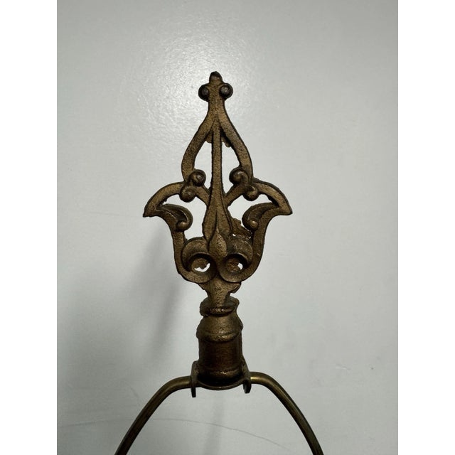 Mid Century Hollywood Regency Green Ceramic Table Lamp Brass Base Vintage 30” Tall For Sale - Image 9 of 12