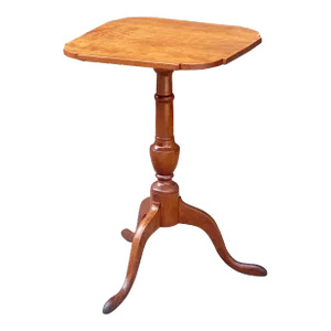 Early 19th Century Antique Queen Anne Cherry Candlestand With Ovolo Top & Snake Legs