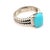 Traditional 1990s David Yurman Turquoise and Diamond Ring Size 8.5 Silver Estate For Sale - Image 3 of 4