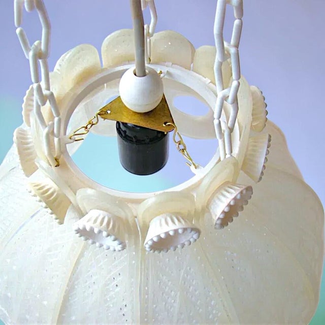 Farmhouse White Acrylic Modular Hanging Light Small Chandelier, Ukraine, 1970s For Sale - Image 15 of 16