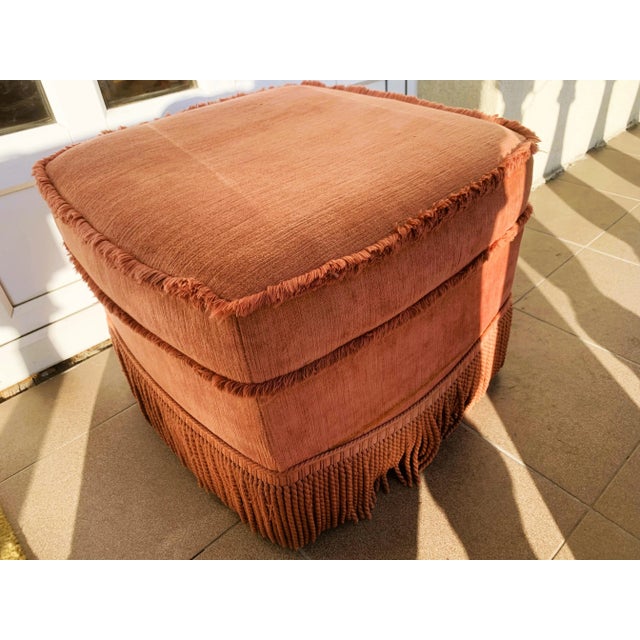 Vintage Ottoman on Wheels, 1950s For Sale - Image 4 of 13