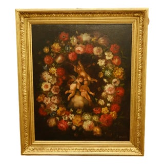 Regency Artist, Putti Trio, Oil Painting, Framed For Sale