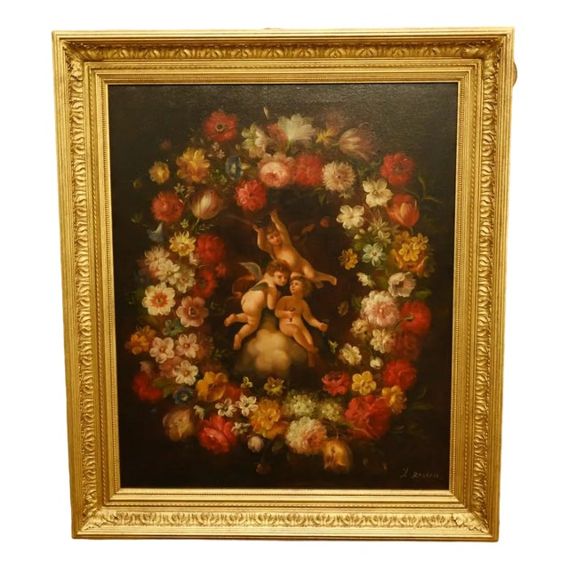 Regency Artist, Putti Trio, Oil Painting, Framed For Sale