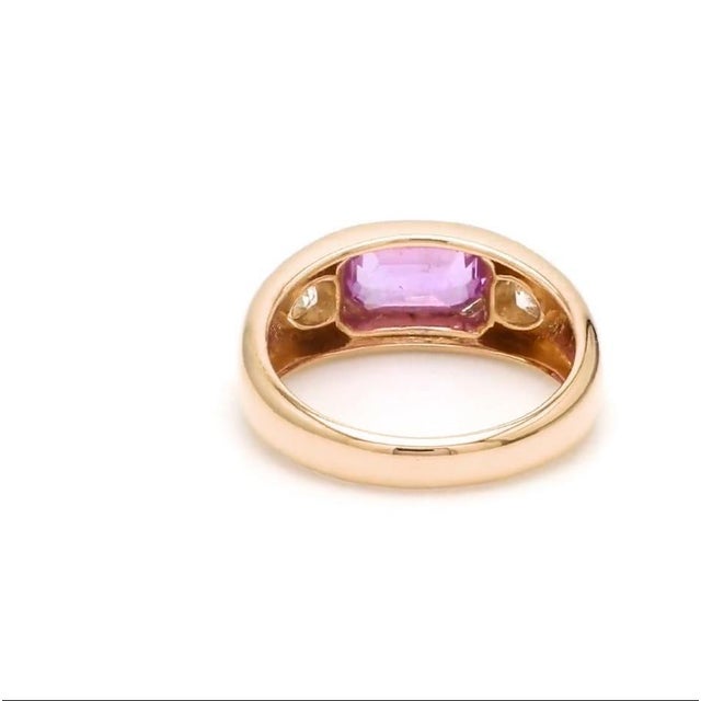 Pink Natural 0.48 cts pink sapphire & 0.10 cts diamond ring in 14k gold For Sale - Image 8 of 18