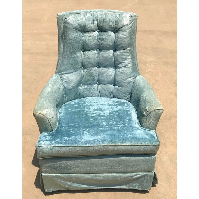 Vintage Baby Blue Velvet Swivel Rocker Chairish