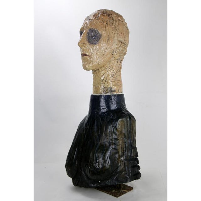 Black Figurative Sculpture in Raku Ceramic and Carved Poplar by Óscar Aldonza Torres, 2021 For Sale - Image 8 of 16