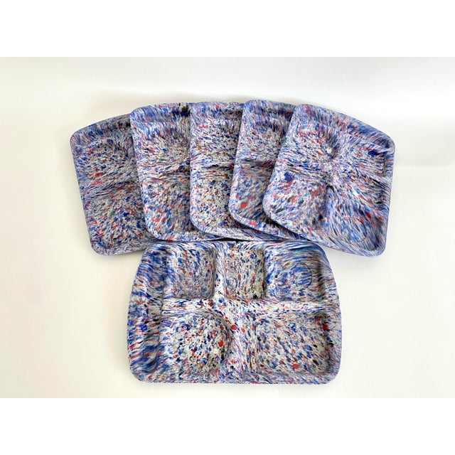Mid 20th Century Melamine Divided Trays Red/White/Blue - Set of 6 For Sale - Image 5 of 7