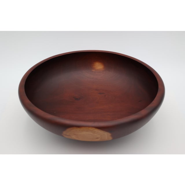 American Large Vintage Turned Mahogany Bowl For Sale - Image 3 of 6
