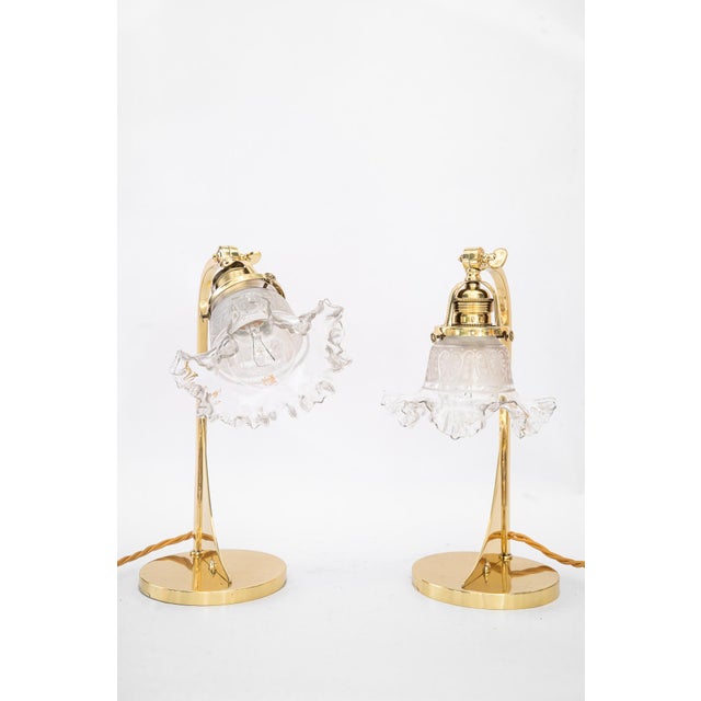 Art Deco Table Lamps with Glass Shades, Vienna, 1920s, Set of 2 For Sale - Image 6 of 14