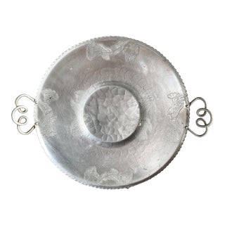 Circa 1940 Floral & Foliate "Designed Aluminum" Circular Tray For Sale