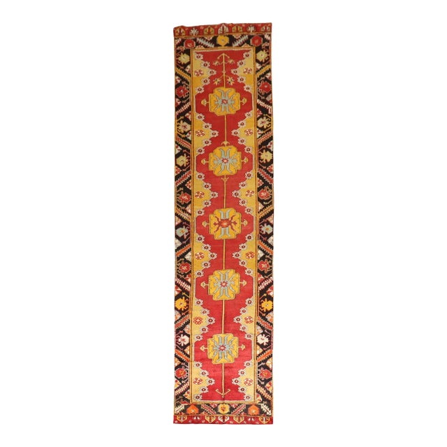 Early 20th Century Zabihi Collection Karapinar Bright Turkish 13 Foot Runner - 3'2" x 13' For Sale
