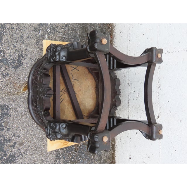 Early 1900s Oriental Heavy Carved Flower Statue Stand Side Table 6338 For Sale - Image 10 of 17