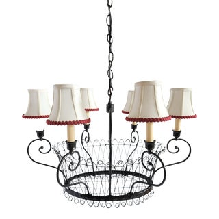 Vintage Tole Painted Basket Form Chandelier For Sale