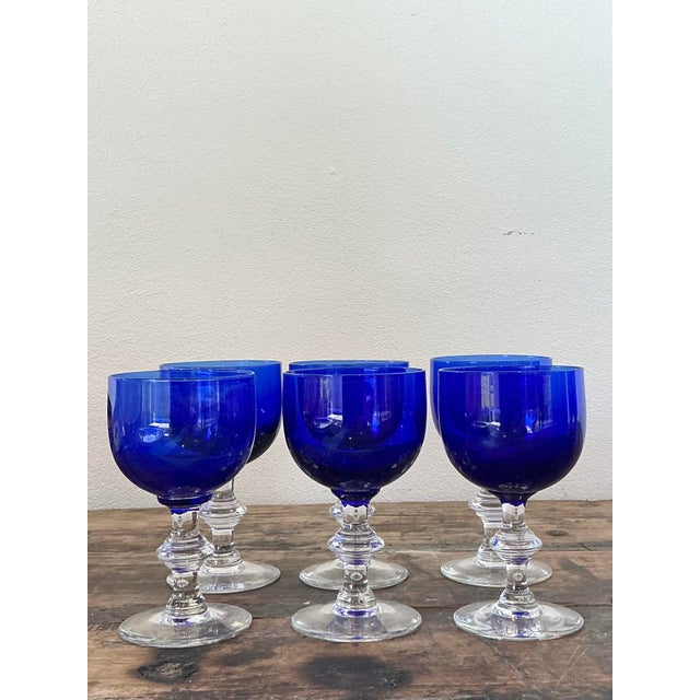 Vintage Cobalt Blue Stemware - Set of 6 For Sale - Image 4 of 12