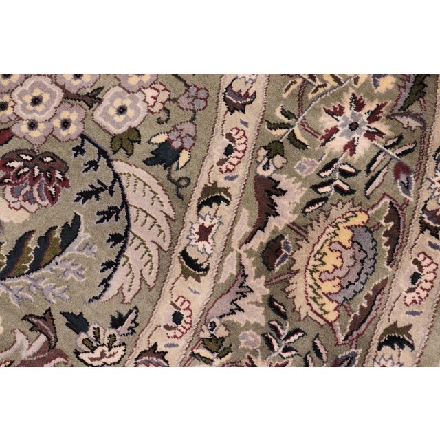 Textile Shabby Chic Floral 1990's Pak-Persian Green/Gray Wool Round Rug- 6'3'' X 6'4'' For Sale - Image 7 of 9