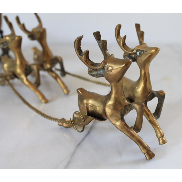 Vintage Brass Sleigh and Reindeer For Sale - Image 4 of 12