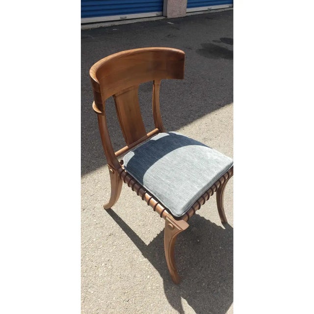 Mid-Century Modern 1980s Vintage Klismos Style Solid Walnut Dining Chairs - Set of 6 For Sale - Image 3 of 5