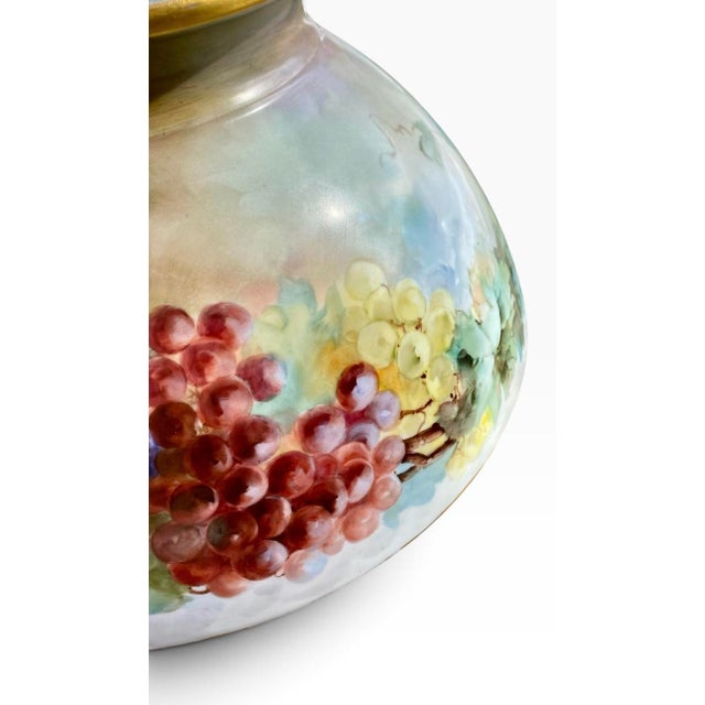 Antique Limoges Porcelain Punch Bowl, Hand-Painted Grapes, France For Sale - Image 13 of 17
