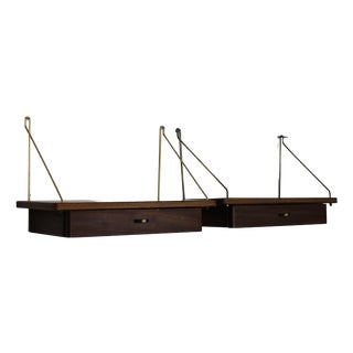Vintage Danish Hanging Wall-Nightstands in Teak, 1960s, Set of 2 For Sale