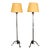 Gothic Revival Style Pair of Forged Iron Torchiere Floor Lamps For Sale
