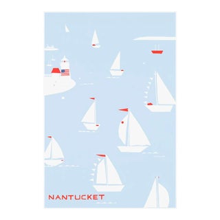 Nantucket Regatta Light Blue Fine Art Print by Liz Roache For Sale