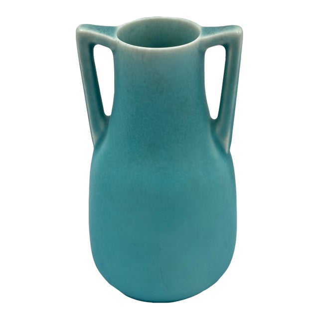 Antique Rookwood Art Pottery Double-Handle Vase Robin's Egg Blue #2562 For Sale