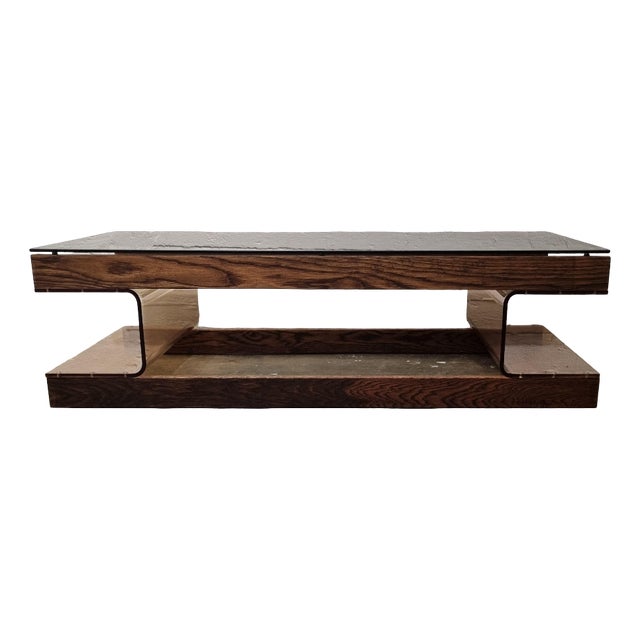 Coffee Table in Smoked Acrylic Glass with Smoked Glass Top from Roche Bobois For Sale
