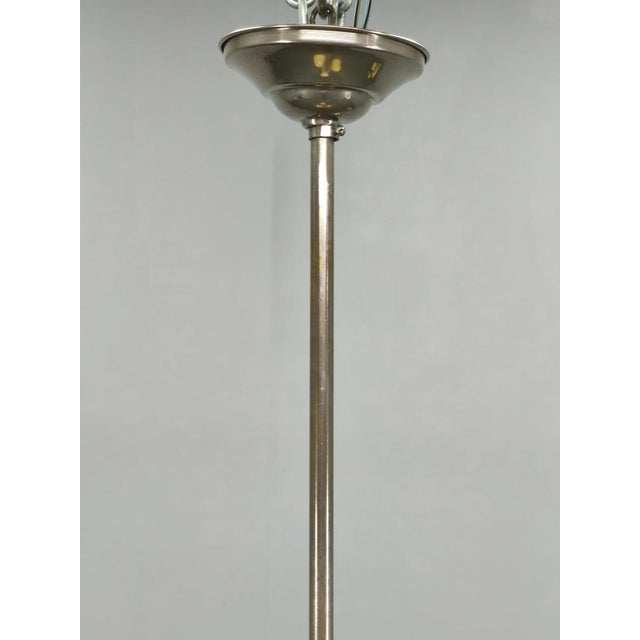 Metal Art Deco Chrome and Opaline Glass Chandelier, 1930s For Sale - Image 7 of 14