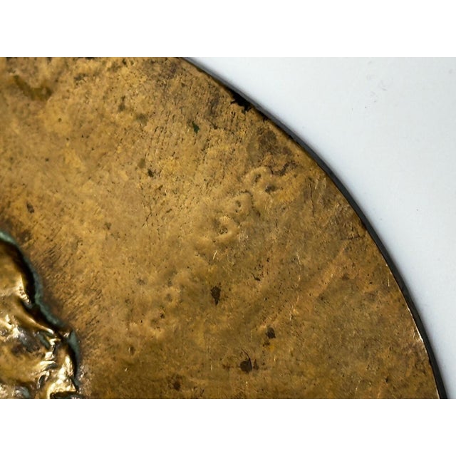 Rare 19th Century English Victorian Gilt Bronze Portrait Medallion Plaque, Charles Hopkins, 1895 For Sale - Image 4 of 17