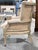 Transitional Sarreid Irish Tufted Linen Accent Armchair With Casters For Sale - Image 3 of 10