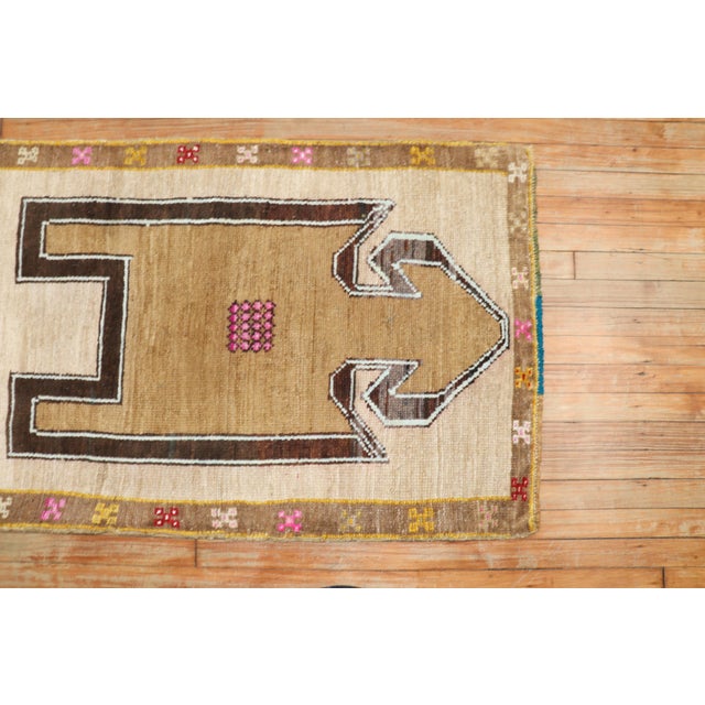 Brown Vintage Tribal Turkish Prayer Rug For Sale - Image 8 of 9