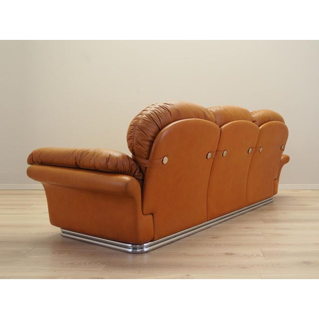 Space Age Orange Leather Sofa, Italy, 1960s For Sale - Image 4 of 18