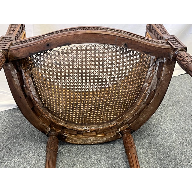Early 20th Century French Cane and Carved Wood Occasional Chair For Sale - Image 10 of 13