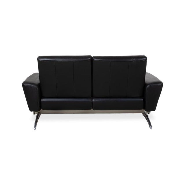 Michelle Leather Chrome Two-Seater Black Manual Function Sofa from Stressless For Sale - Image 12 of 14