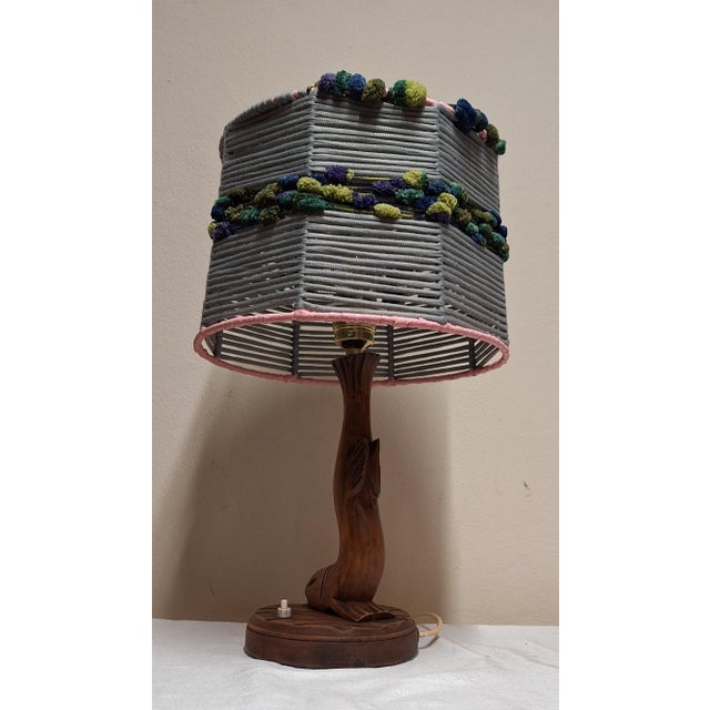 Vintage Table Lamp with Carved Maple Base from Lamplove, 1970s For Sale - Image 4 of 8
