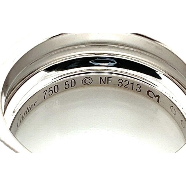 Mid 20th Century Cartier 18k White Gold Wide Wedding Band Ring with Diamond Size 5 For Sale In Miami - Image 6 of 7