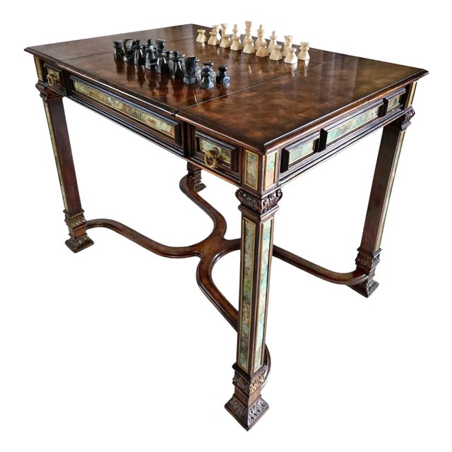 Theodore Alexander Pollard Burl Game Table – Chess, Checkers and Backgammon For Sale